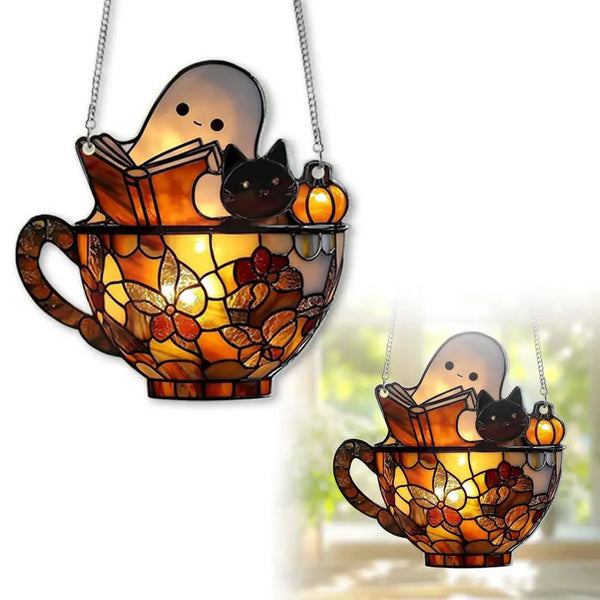 Ghost Reading Book Suncatcher