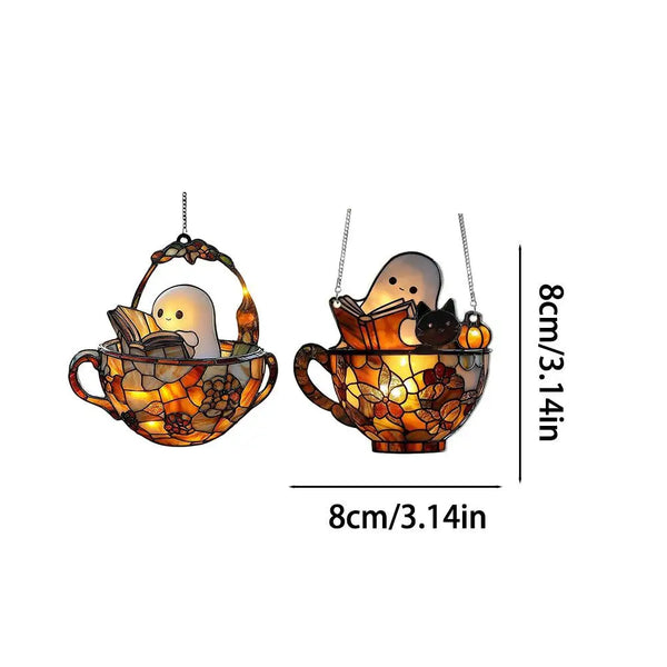 Ghost Reading Book Suncatcher