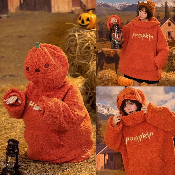 Premium Double-Faced Fleece Pumpkin Hoodie