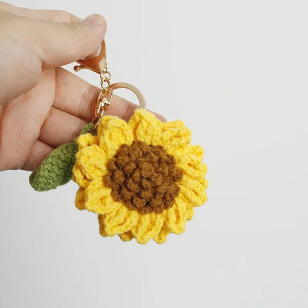 Crochet Rose Sunflower Keychain