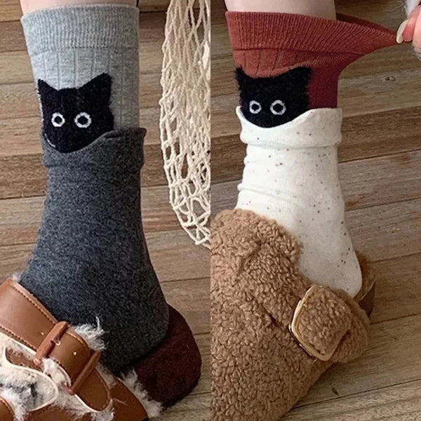 Peekaboo Cat Mid-Calf Socks