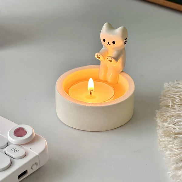 Kitten Hand Warming Candle Holder
