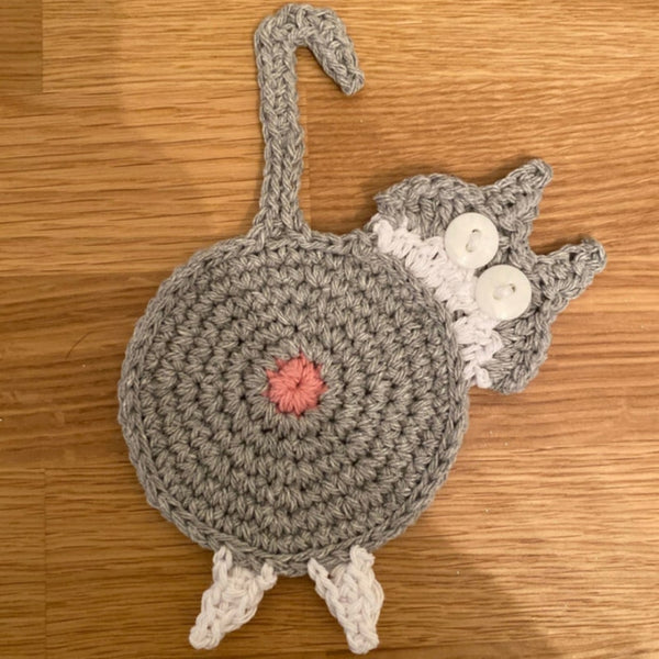 Knitted Cat Shape Cup Coaster