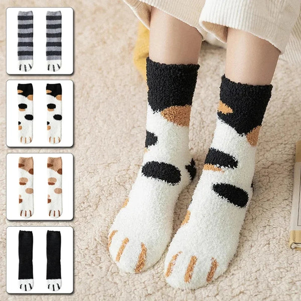 Fuzzy Cat Paw Socks