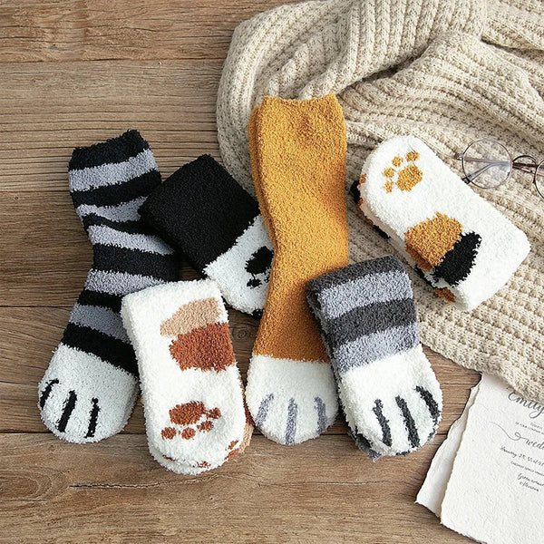 Fuzzy Cat Paw Socks