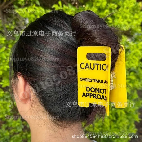 Overstimulated Caution Sign Hair Claw Clip