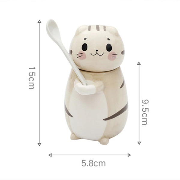 Cat Ceramics Mug with Spoon
