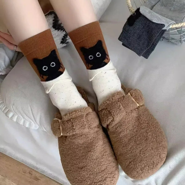 Peekaboo Cat Mid-Calf Socks