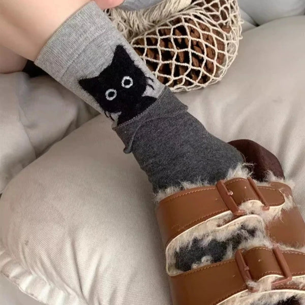 Peekaboo Cat Mid-Calf Socks