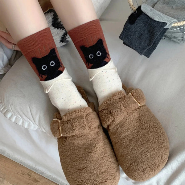 Peekaboo Cat Mid-Calf Socks