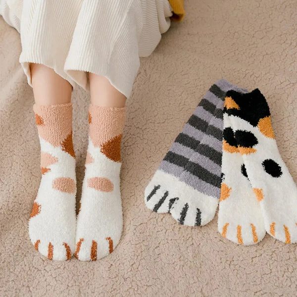 Fuzzy Cat Paw Socks