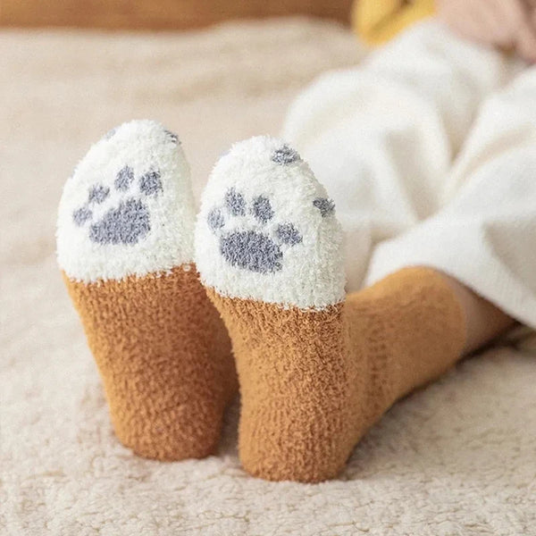 Fuzzy Cat Paw Socks