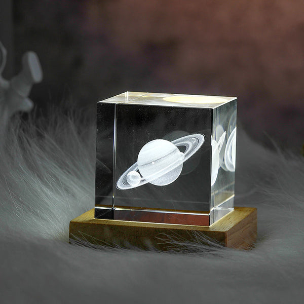 3D Moon Crystal Glass Cube
