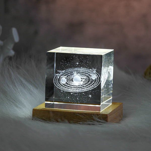 3D Moon Crystal Glass Cube