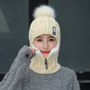 Wool Thick Knitted Beanie With Face Covering