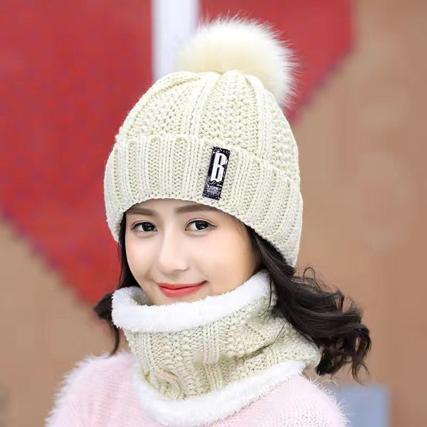 Wool Thick Knitted Beanie With Face Covering