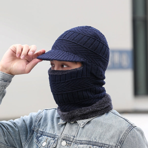 Wool Thick Knitted Beanie With Face Covering