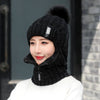 Wool Thick Knitted Beanie With Face Covering