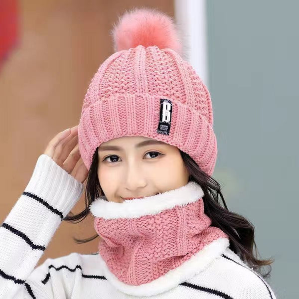 Wool Thick Knitted Beanie With Face Covering