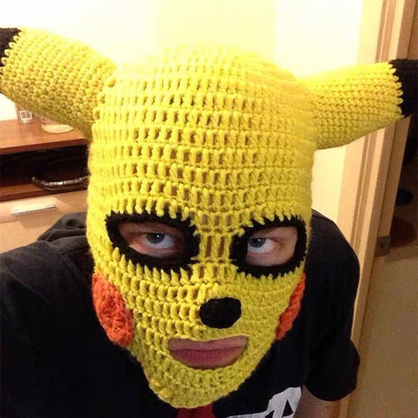 Knitted Pikachu Mask
