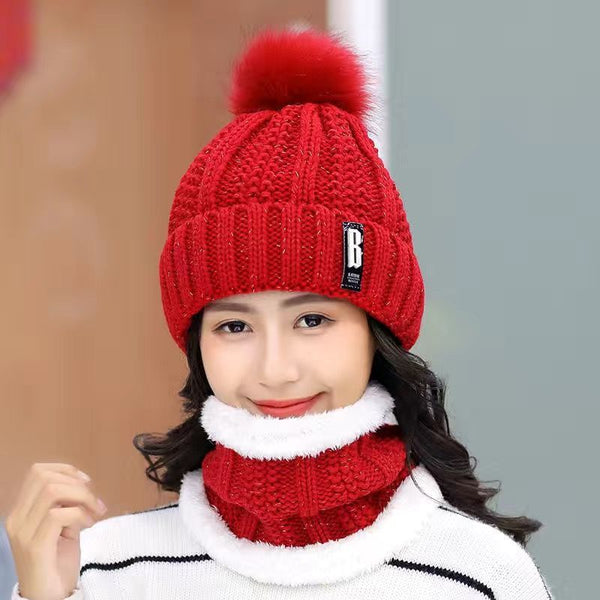 Wool Thick Knitted Beanie With Face Covering