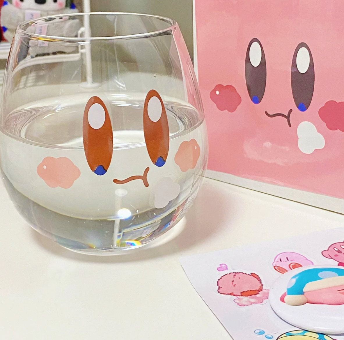 Kirby Face Glass Mug