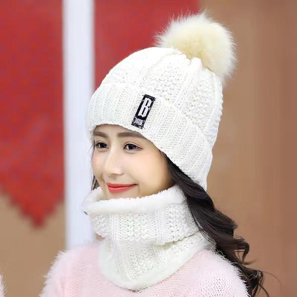 Wool Thick Knitted Beanie With Face Covering