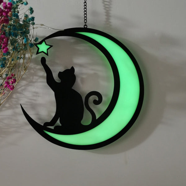 Luminous Stain Glass Cat Window Wire Glass Vase