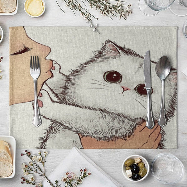 Cat Linen Table Mat