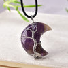 Tree Of Life Moon Shape Natural Stone Necklace